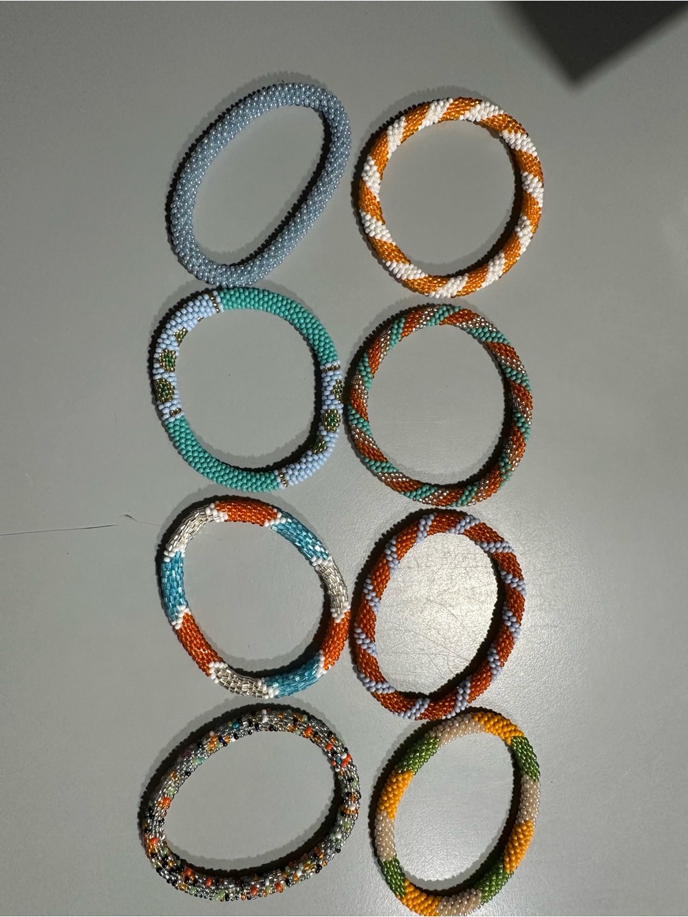Handmade Beaded Stretch Bracelets Multicolor Orange.yellow,green,cream,